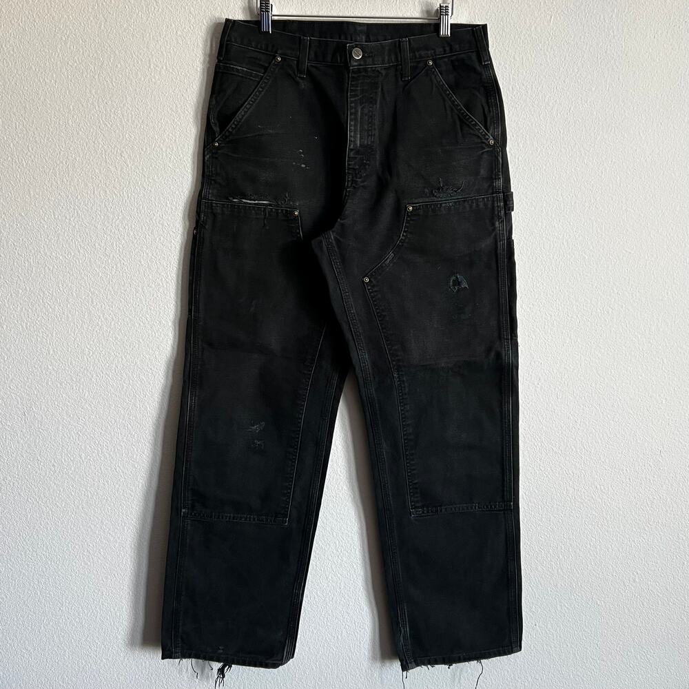 Carhartt B136 BLK faded black double knee work wear carpenter pants